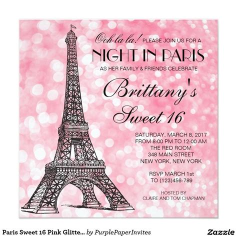 Create Your Own Invitation Paris Sweet 16 Sweet 16 Invitations Sweet Sixteen