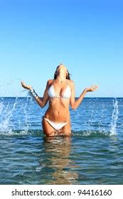 Sexy Bikini Model Having Fun Ocean Stock Photo Shutterstock