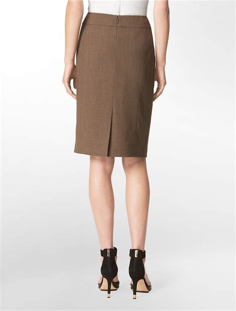 Calvin Klein Heather Taupe Pencil Suit Skirt In Brown Lyst