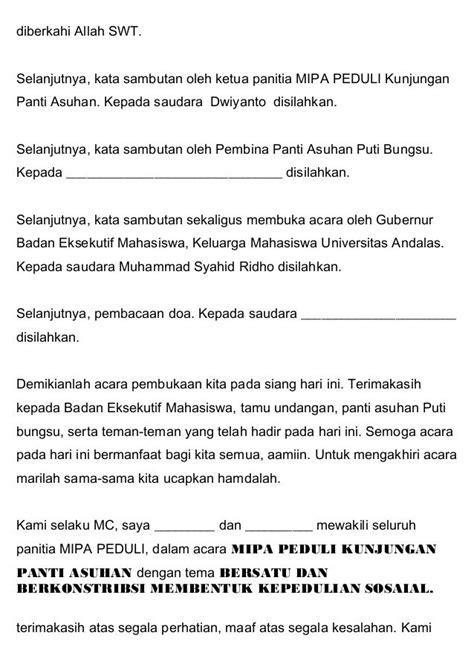 Contoh Mc Yang Baik Pelajaranku