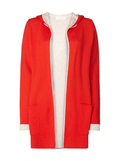 Christian Berg Woman Lange Cardigan Met Opengewerkte Voorkant In Rood