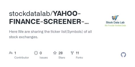 github stockdatalabyahoo finance screener symbols  historical
