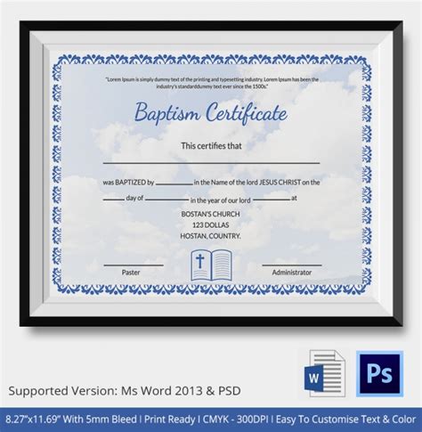 18 Sample Baptism Certificate Templates Free Sample Example Format Free And Premium Templates