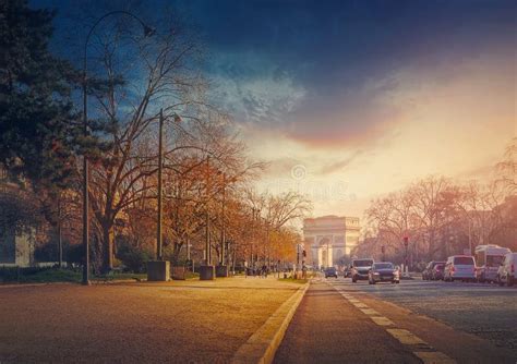 Triumphal Arch Arc De Triomphe In Paris France Stock Photo Image