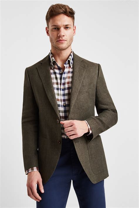 Moss Tailored Fit Khaki Linen Jacket