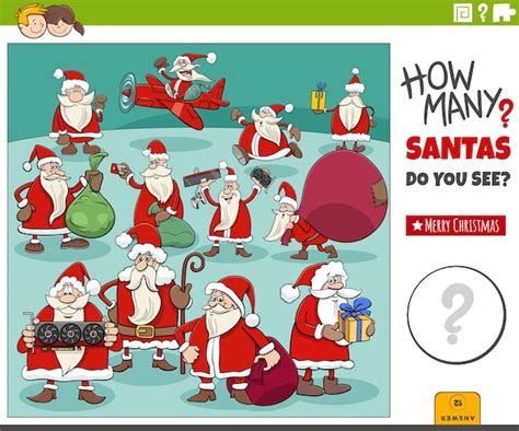 Quantos Jogos Educativos De Papai Noel Dos Desenhos Animados Vetor