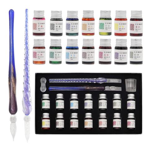 Axearte Glass Dip Pen Set Pieces Calligraphy Pens Set Color