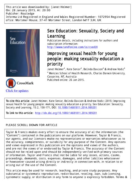 Pdf Improving Sexual Health For Young People Making Sexuality