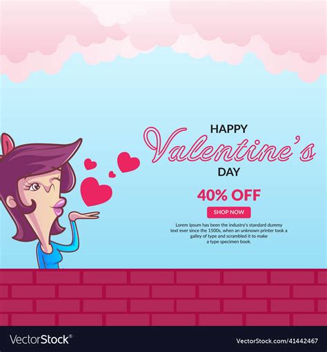 Happy Valentines Day Banner Design Royalty Free Vector Image