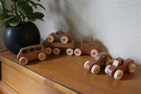 6 Piece Wooden Toy Car Set Car Carrier Wooden Truck Toy Etsy