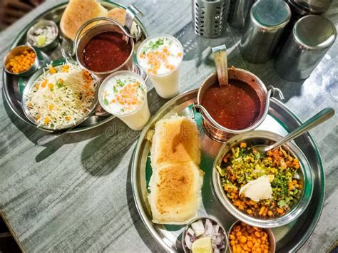 A Maharashtrian Misal Regional Food Stock Photo - Image of farsan ...