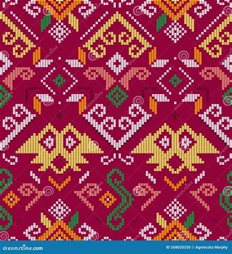 Filipino Unique Folk Art Yakan Cloth Inspired Vector Seamless Pattern