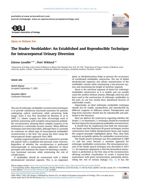 Pdf The Studer Neobladder An Established And Reproducible Technique