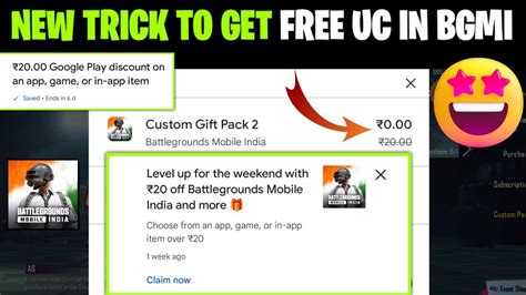 NEW Playstore OFFER For BGMI UC Get Free Custom Pack In BGMI Bgmi