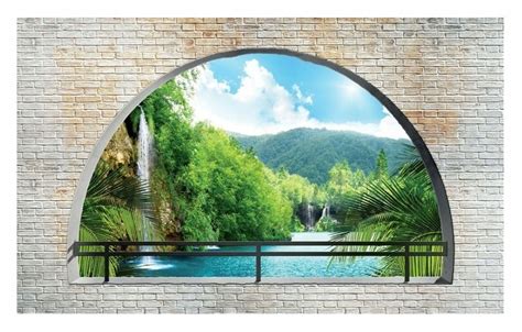 FOTOTAPETA WODOSPAD NATURA WIDOK JEZIORO OKNO 3D TAPETA ŚCIENNA 368x254