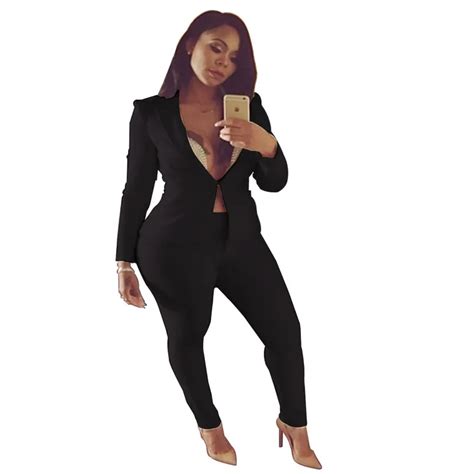 Aphrodite Home Women Pant Suits Long Sleeve Casual Sexy Elegant 2 Piece Set Business Suit Set