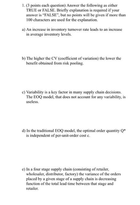 Solved 1 3 Points Each Question Answer The Following As