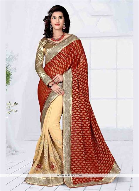 Georgette Patch Border Work Classic Designer Saree