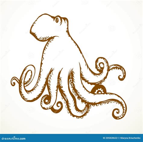 Octopus Teken Voor Vectorteken Vector Illustratie Illustration Of Beeldverhaal Nave 205828632