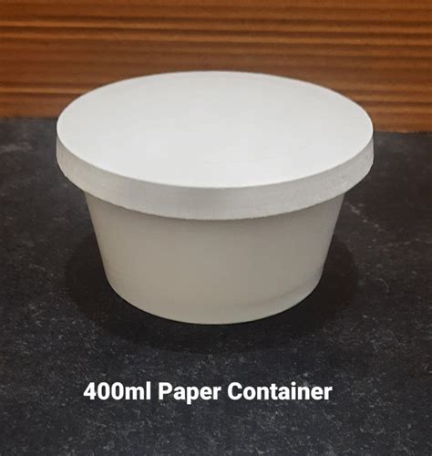 White Plain 400 Ml Paper Food Container With Paper Lid At Rs 675 In Kolkata