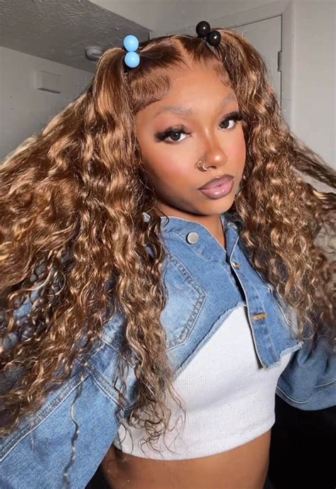Julia Honey Blonde Water Wave Highlighted Wig X Lace Front Human Hair Wigs Pre Plucked Piano