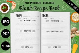 Blank Recipe Book KDP Interior Editable Graphic By InkyaArt Creative