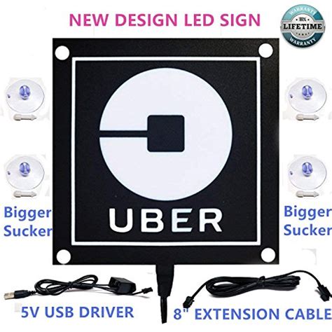 Uber Sign Light with New Uber Logo Uber EL Car Sticker Glow Light Sign Decal On Window with USB ...