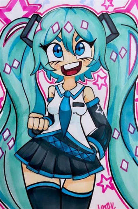 Como Dibujar Y Pintar A Hatsune Miku Anime Con Plumones Paso A Paso