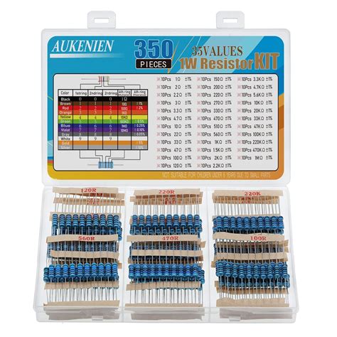 AUKENIEN Kit de Résistance électrique 35 Valeurs 350pcs 1W Resistances