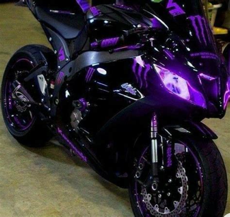 Pretty Purple Motorcycle In Garage