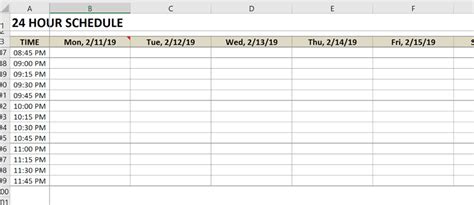 Daily Schedule Template 30 Minutes