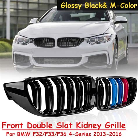 1 Pair Gloss Black M Color Matte Black Front Kidney Grille Double Slat