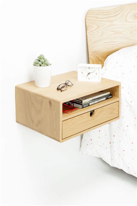 Floating Nightstand Bedside Table With 1 Drawer 1 Shelf In Solid Oak Etsy Floating