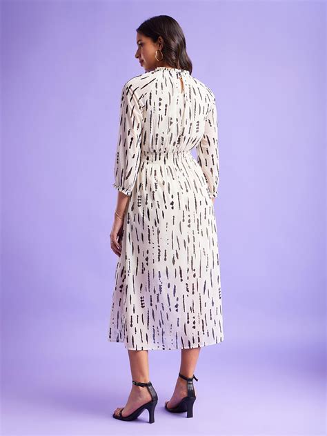 Buy Off White And Black Abstract Print Dress Online Fablestreet