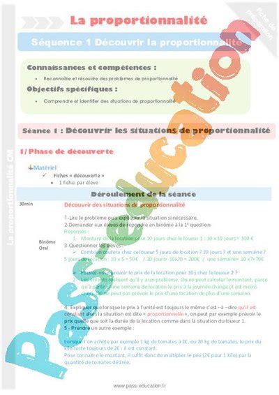 Découvrir les situations de proportionnalité Cm1 Cm2 Séance 1