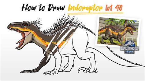 How To Draw Indoraptor Level 40 Dinosaur From Jurassic World The Game Easy Step By Step Youtube