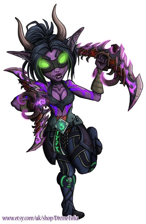 Iipaw Wow Chibi Night Elf Demon Hunter By Divinetofu Warcraft Art Demon Hunter Night Elf