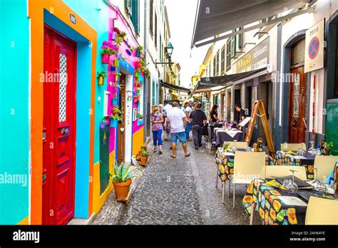 Bunte Häuser Auf Der Rua Do Santa Maria In Der Altstadt Von Funchal