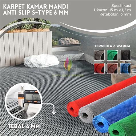 Jual Karpet Karet Keset Anti Slip Kamar Mandi Rol Biru 6mm Jakarta