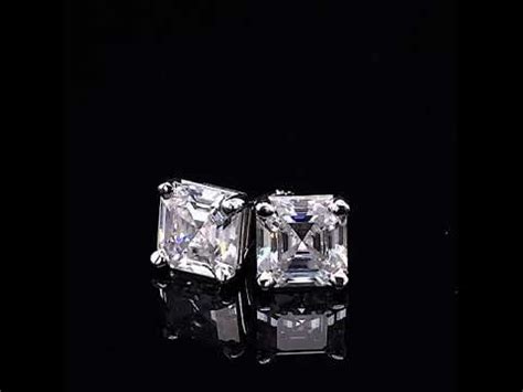 Low Profile Asscher Moissanite Basket Stud Earrings Ear215 Ash