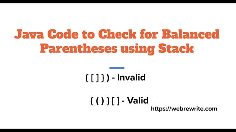 Check For Balanced Parentheses Using Stack Java Code Algorithm