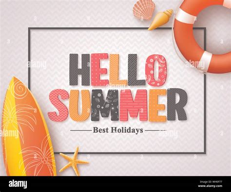 Hello Summer Vector Banner Design Template With Pattern D Colorful