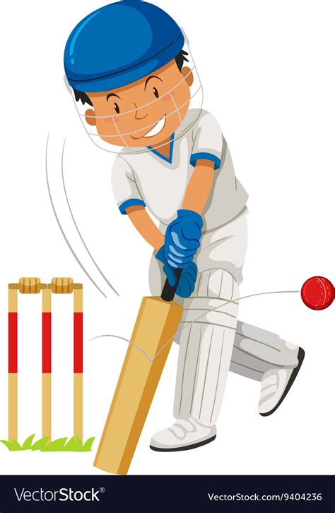 Cricket Player Hitting Ball With Bat Royalty Free Vector