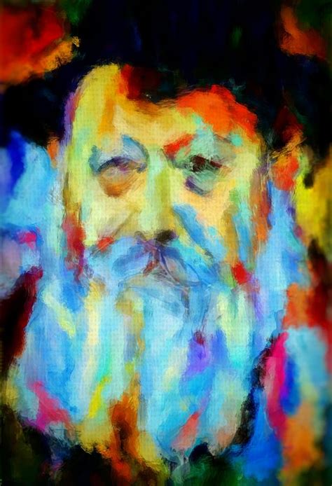 Chabad Lubavitch Rebbe colorful bright acrylic painting Menachem Schneerson rabbi Crown Heights ...