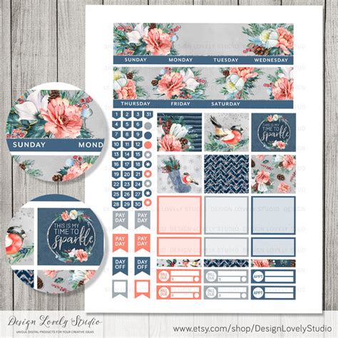 Printable Monthly Planner Stickers Printable Winter Planner - Etsy