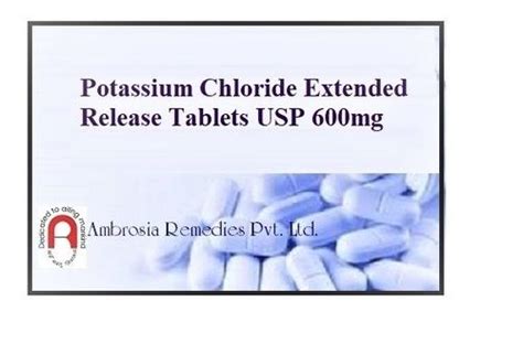 Potassium Chloride Extended Release Tablets Exporter, Manufacturer, Supplier in Vadodara ...