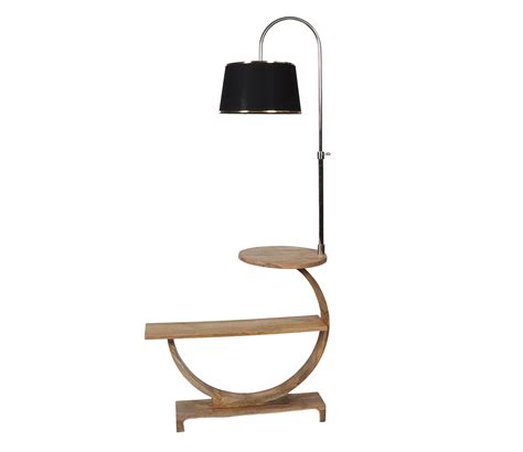 Buy Kepler Fabric Shade Shelf Floor Lamp With Wood Base Black At