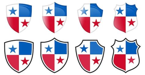 Premium Vector Vertical Panama Flag In Shield Shape Four D And