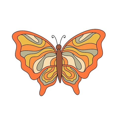 Premium Vector Butterfly Isolated On White Background Hippie Style