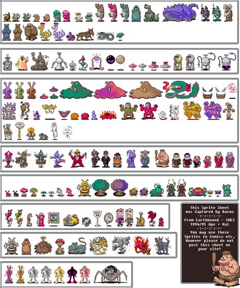 Full Sheet View Earthbound Mother 2 Enemies Gaming Tattoo